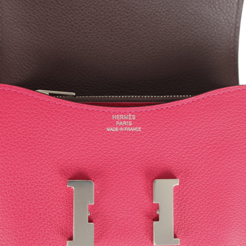 Hermes Constance Slim Wallet Framboise Verso Evercolor Palladium Hardware