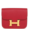 Hermes Constance Slim Wallet Rubis Epsom Gold Hardware