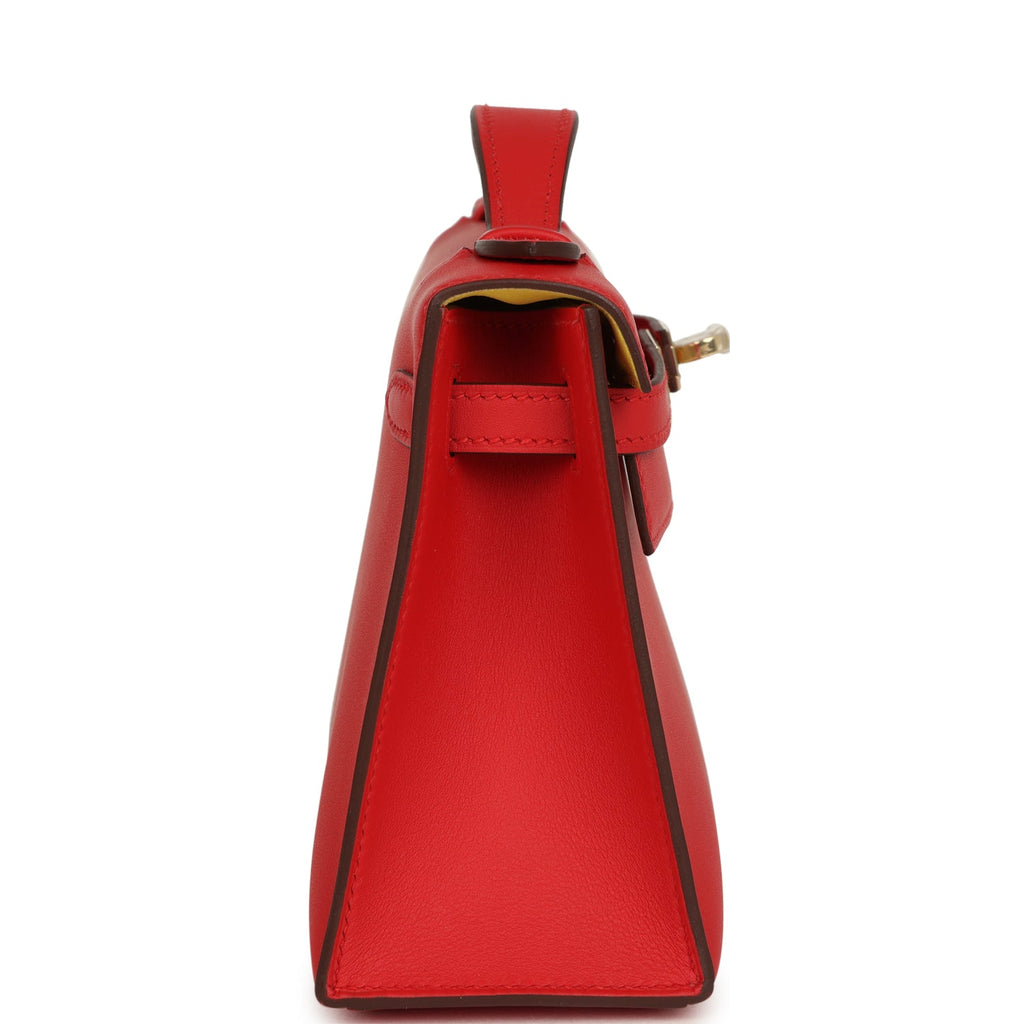Hermes Special Order (HSS) Kelly Pochette Rouge de Coeur Verso Swift Permabrass Hardware