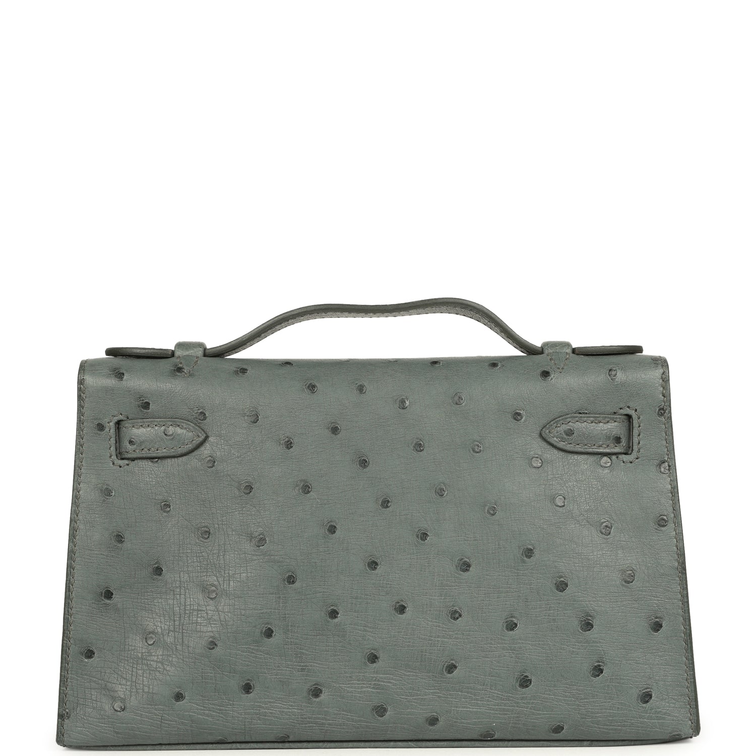 Hermes Kelly Pochette Vert Amande Ostrich Gold Hardware