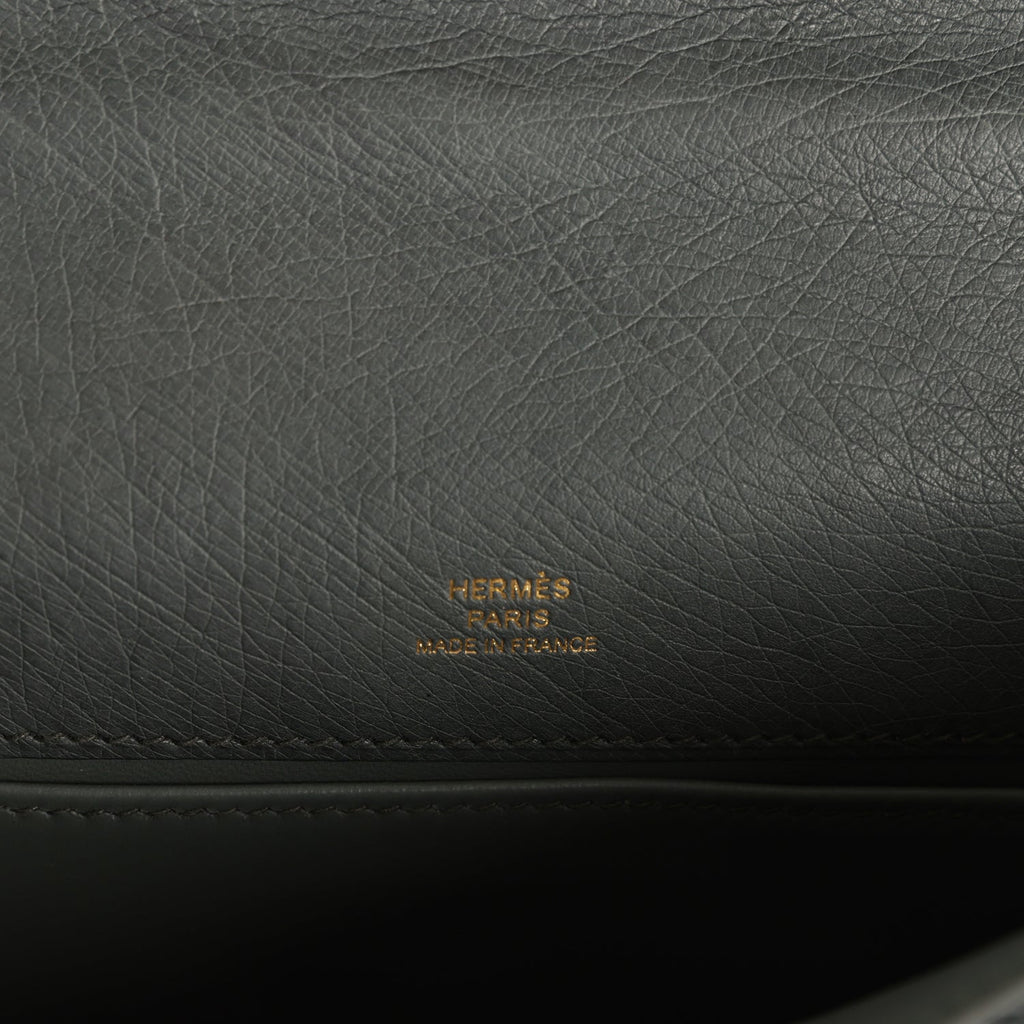 Hermes Kelly Pochette Vert Amande Ostrich Gold Hardware