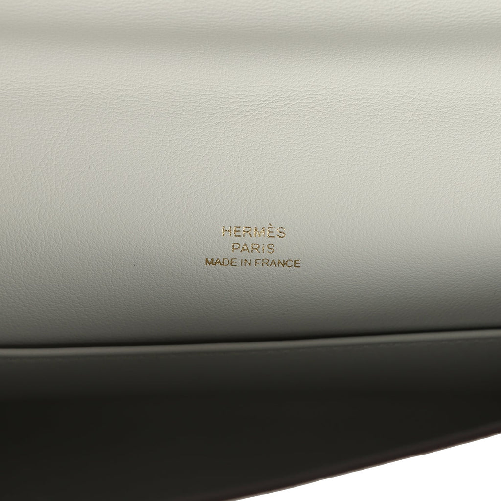 Hermes Kelly Pochette Gris Platine Swift Permabrass Hardware