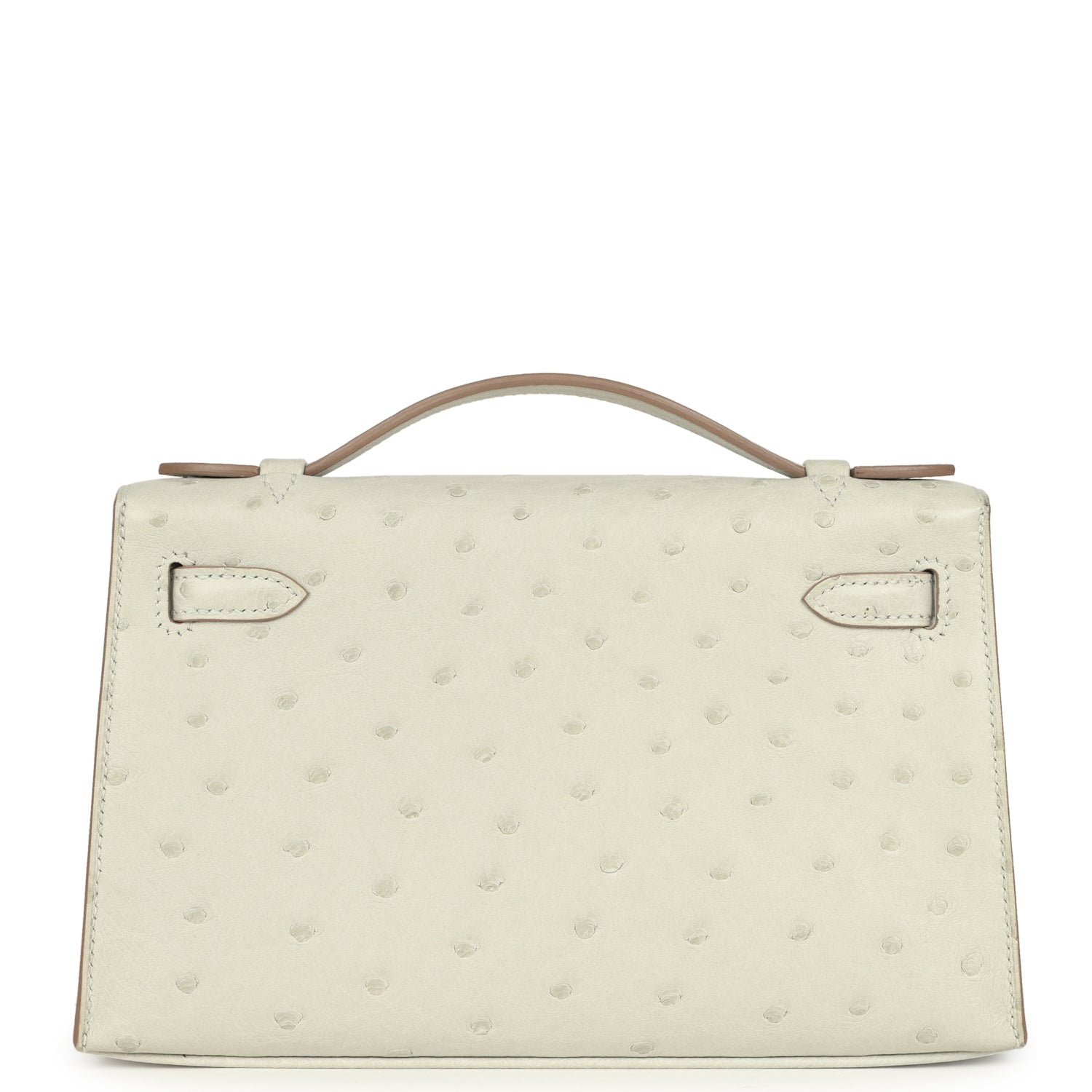 Hermes Kelly Pochette Gris Perle Ostrich Palladium Hardware