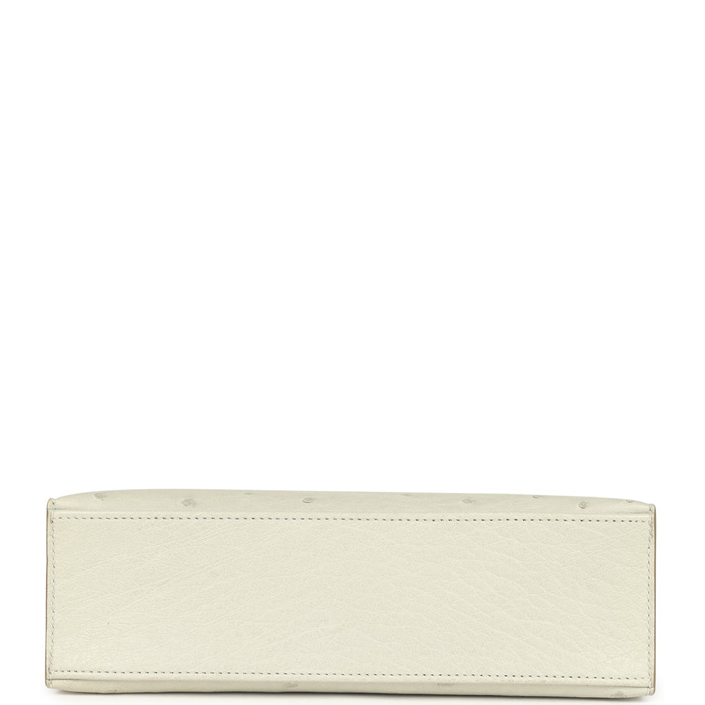 Hermes Kelly Pochette Gris Perle Ostrich Palladium Hardware