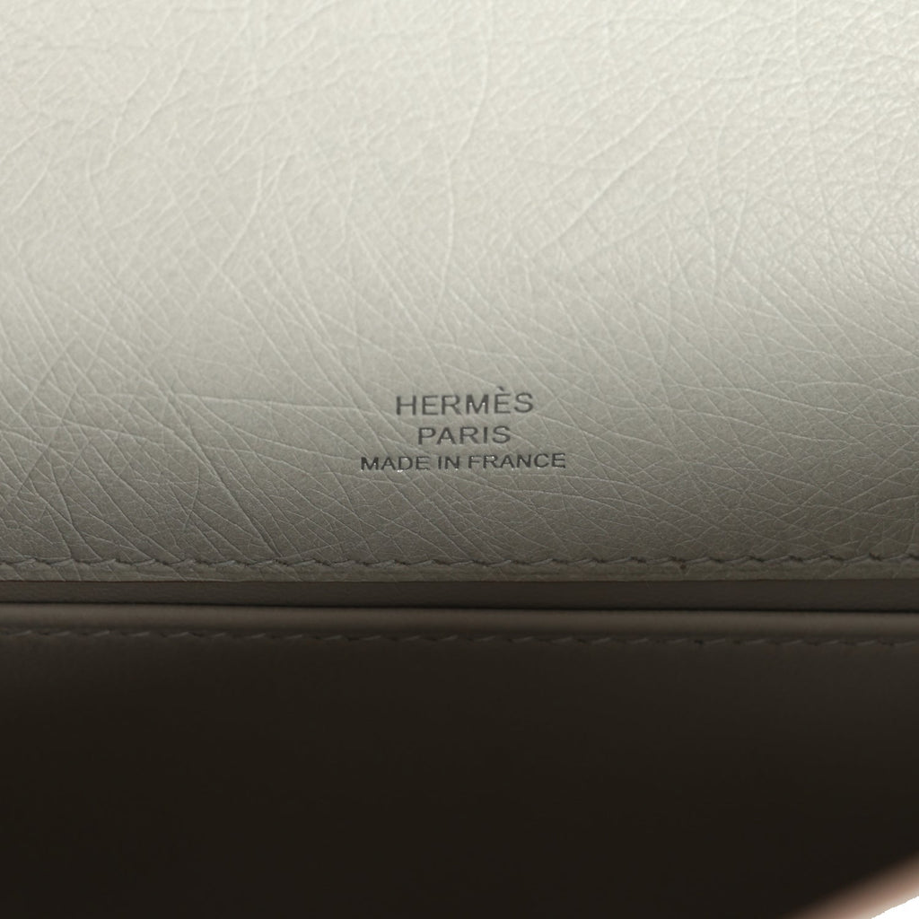 Hermes Kelly Pochette Gris Perle Ostrich Palladium Hardware