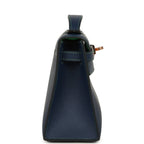 Hermes Special Order (HSS) Kelly Pochette Bleu Navy Verso Swift Rose Gold Hardware