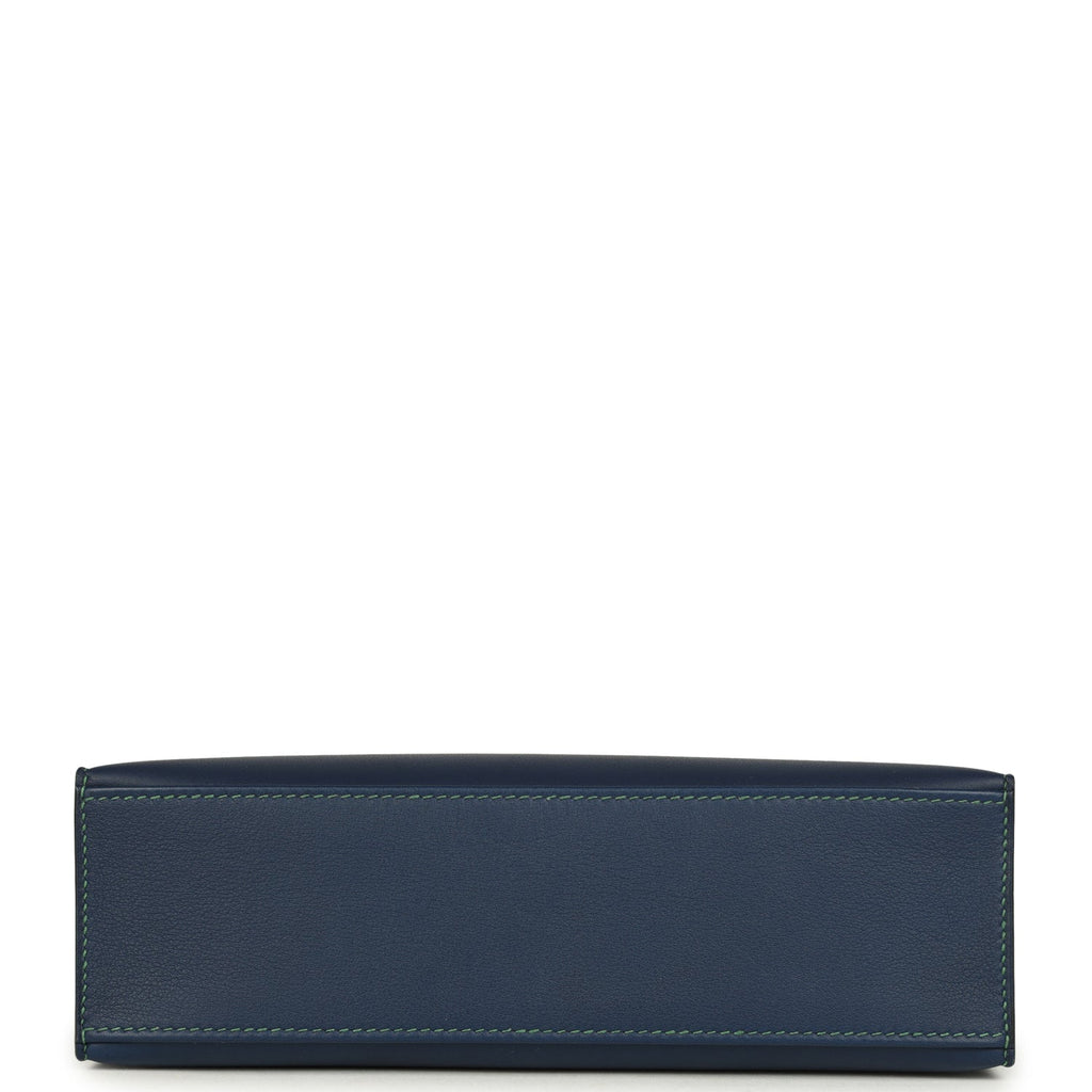 Hermes Special Order (HSS) Kelly Pochette Bleu Navy Verso Swift Rose Gold Hardware