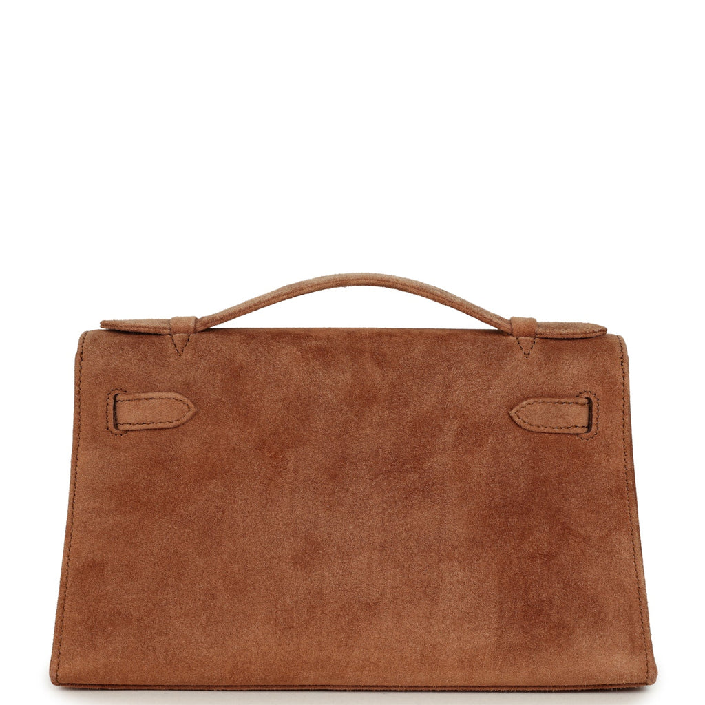 Vintage Hermes Kelly Pochette Fauve Doblis Palladium Hardware