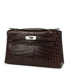 Vintage Hermes Kelly Pochette Havane Matte Niloticus Crocodile Palladium Hardware