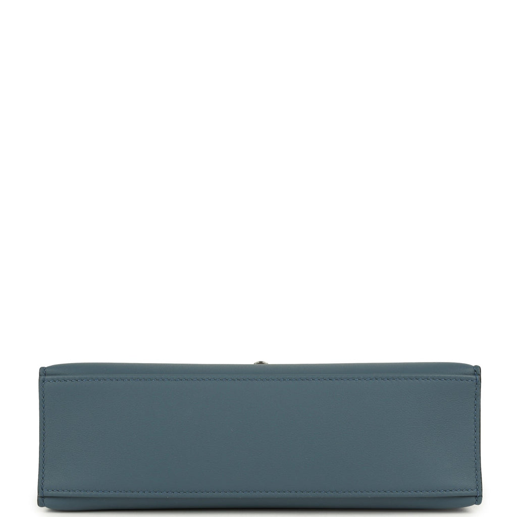 Hermes Kelly Pochette Bleu Tempette Swift Palladium Hardware