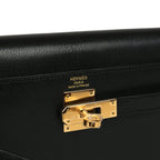 Hermes Kelly Elan Black Chevre Chamkila Gold Hardware