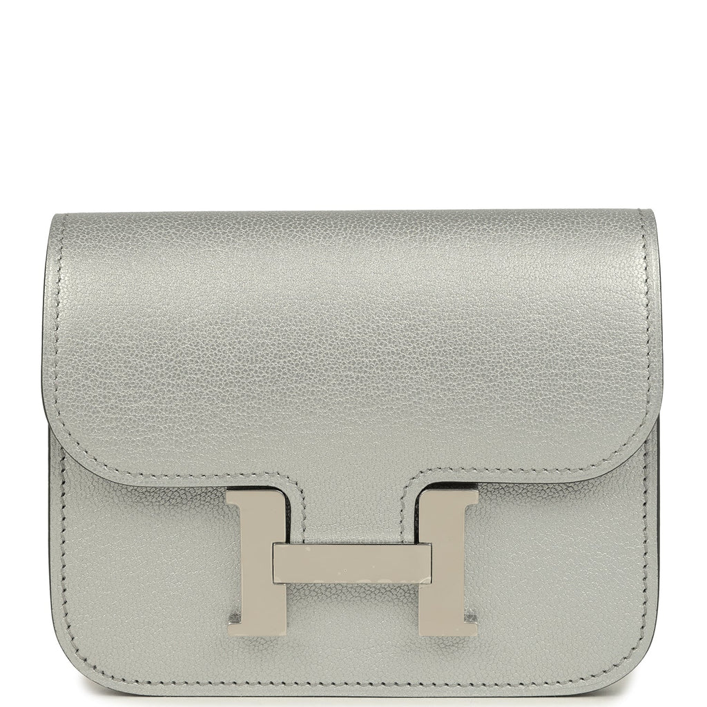 Hermes Constance Slim Wallet Argent Chevre Chamkilight Palladium Hardware