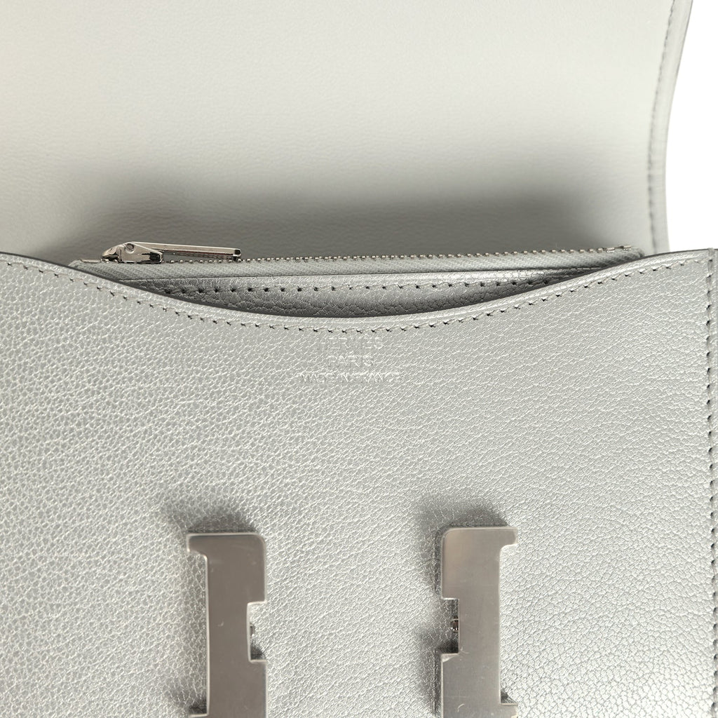 Hermes Constance Slim Wallet Argent Chevre Chamkilight Palladium Hardware