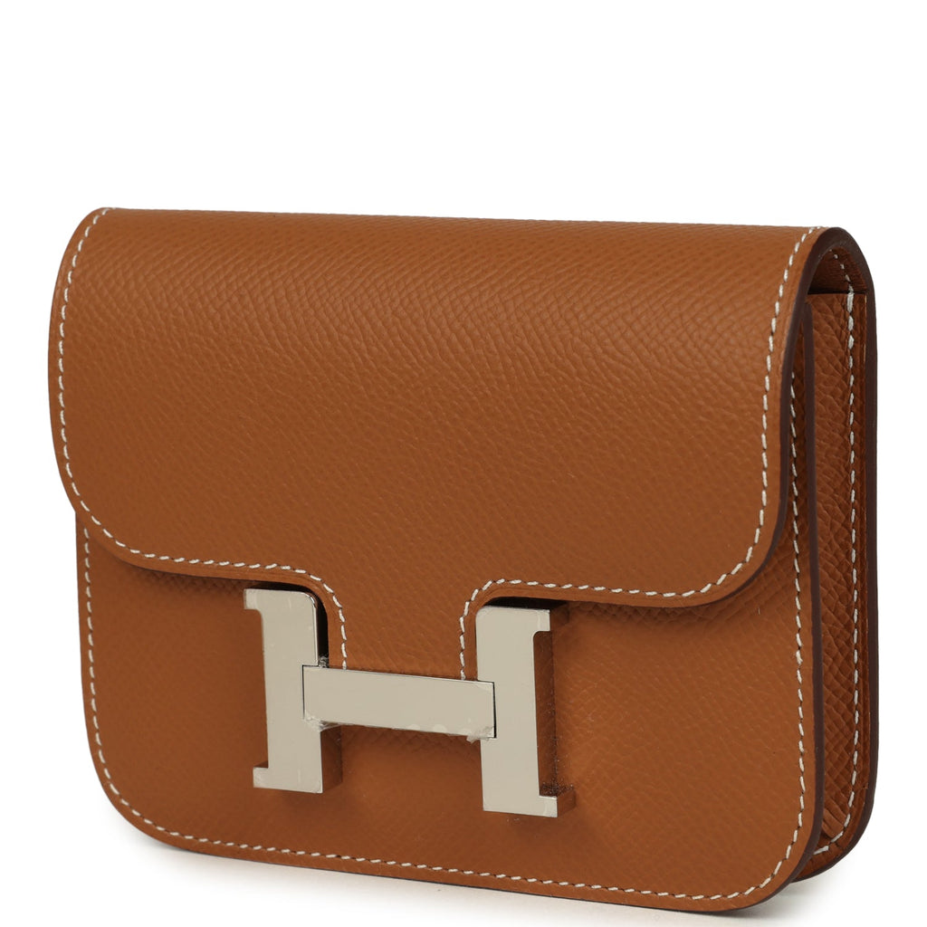 Hermes Constance Slim Wallet Gold Epsom Palladium Hardware