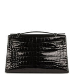 Hermes Special Order (HSS) Kelly Pochette Black Verso Shiny Alligator Palladium Hardware