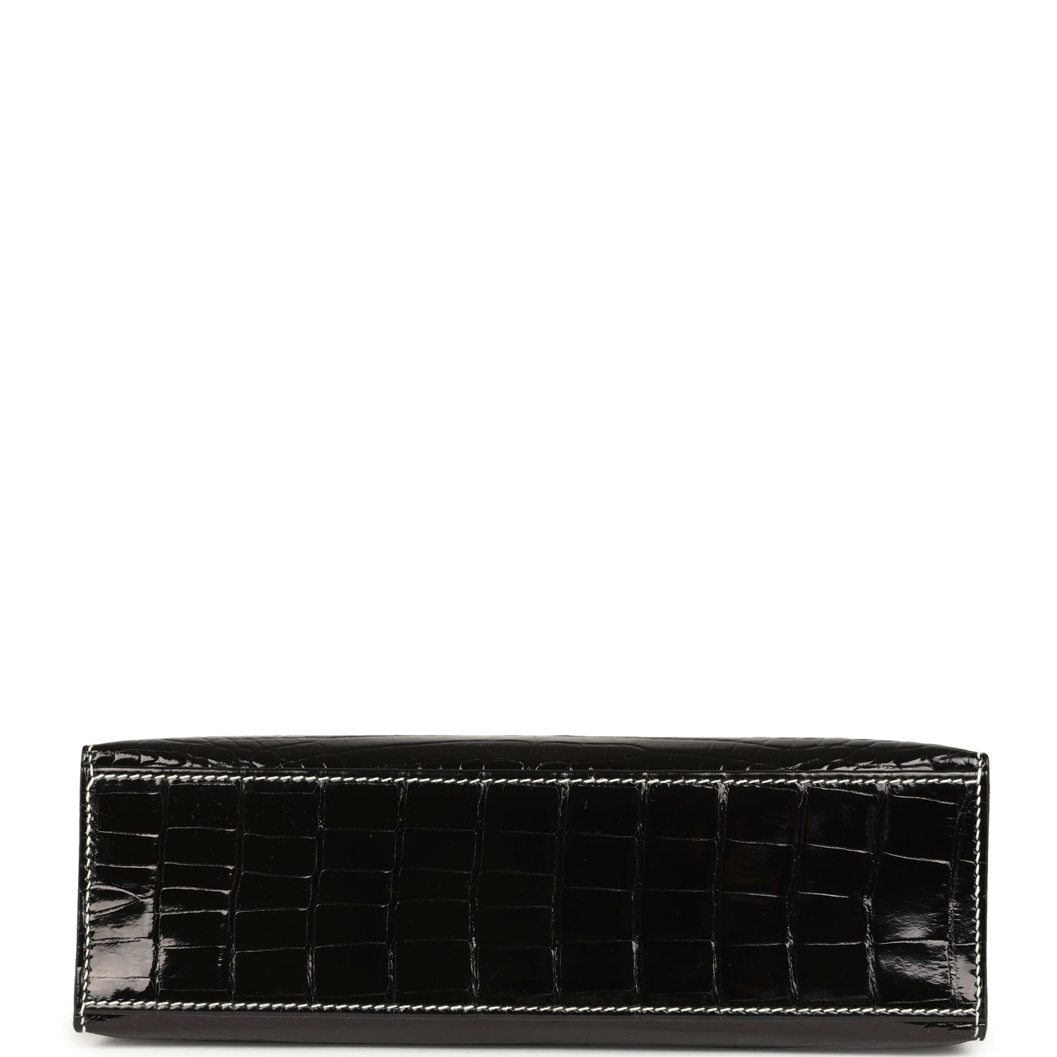 Hermes Special Order (HSS) Kelly Pochette Black Verso Shiny Alligator Palladium Hardware