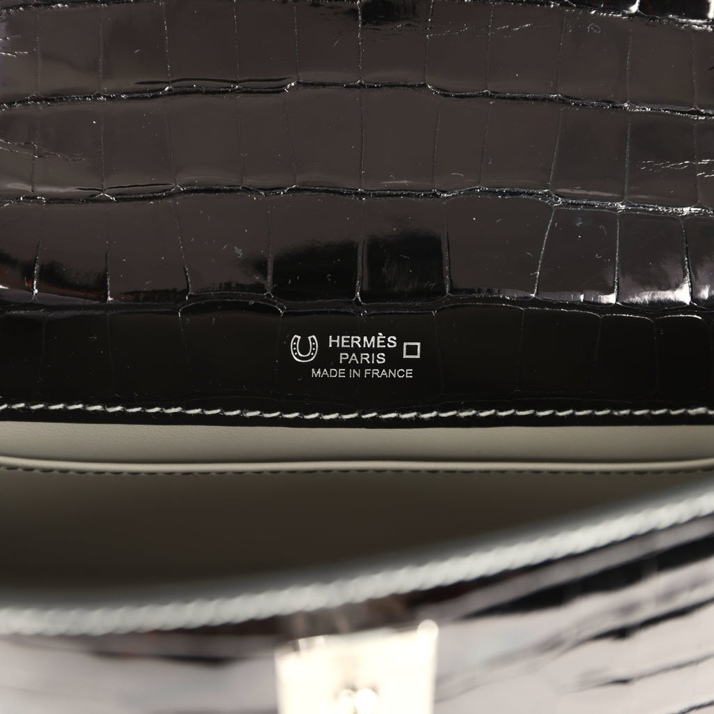 Hermes Special Order (HSS) Kelly Pochette Black Verso Shiny Alligator Palladium Hardware