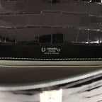Hermes Special Order (HSS) Kelly Pochette Black Verso Shiny Alligator Palladium Hardware