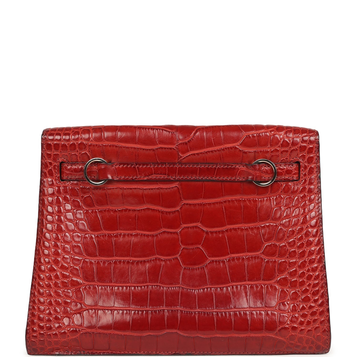 Vintage Hermes Kelly Danse Rouge H Matte Alligator Palladium Hardware
