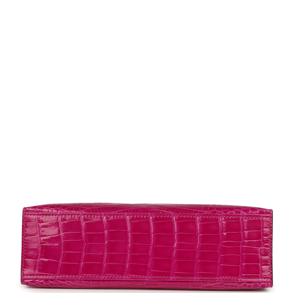 Hermes Kelly Pochette Rose Scheherazade Shiny Alligator Gold Hardware