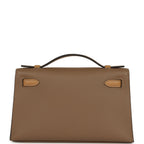 Hermes Special Order (HSS) Kelly Pochette Beige De Weimar and Biscuit Swift Permabrass Hardware