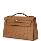 Hermes Kelly Pochette Chai Ostrich Gold Hardware