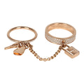 Pre-owned Hermes Kelly Cadenas Double Ring 18K Rose Gold & Diamonds