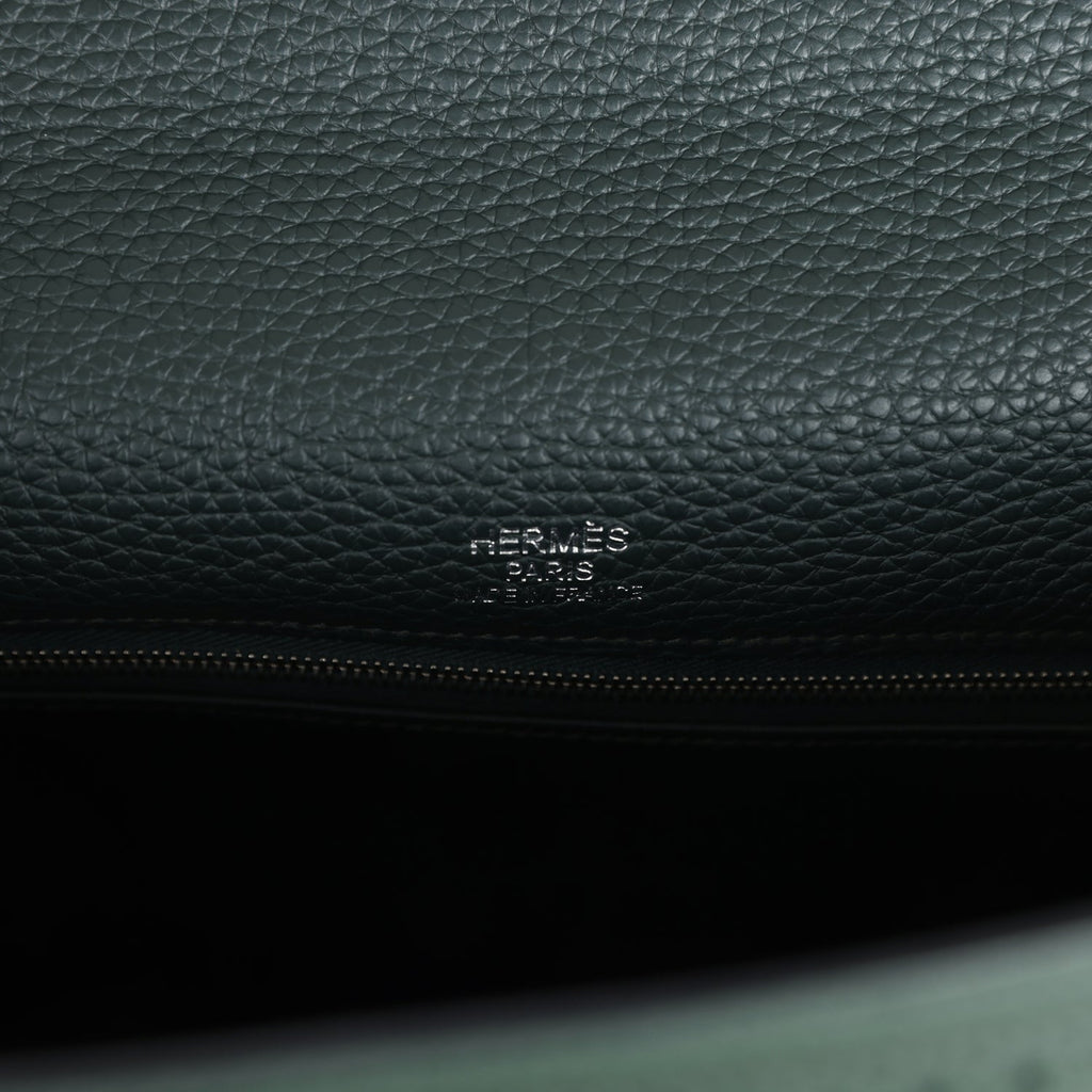Hermes Ghillies Kelly 35 Retourne Vert Fonce Clemence and Vert Anglais Evercolor Palladium Hardware