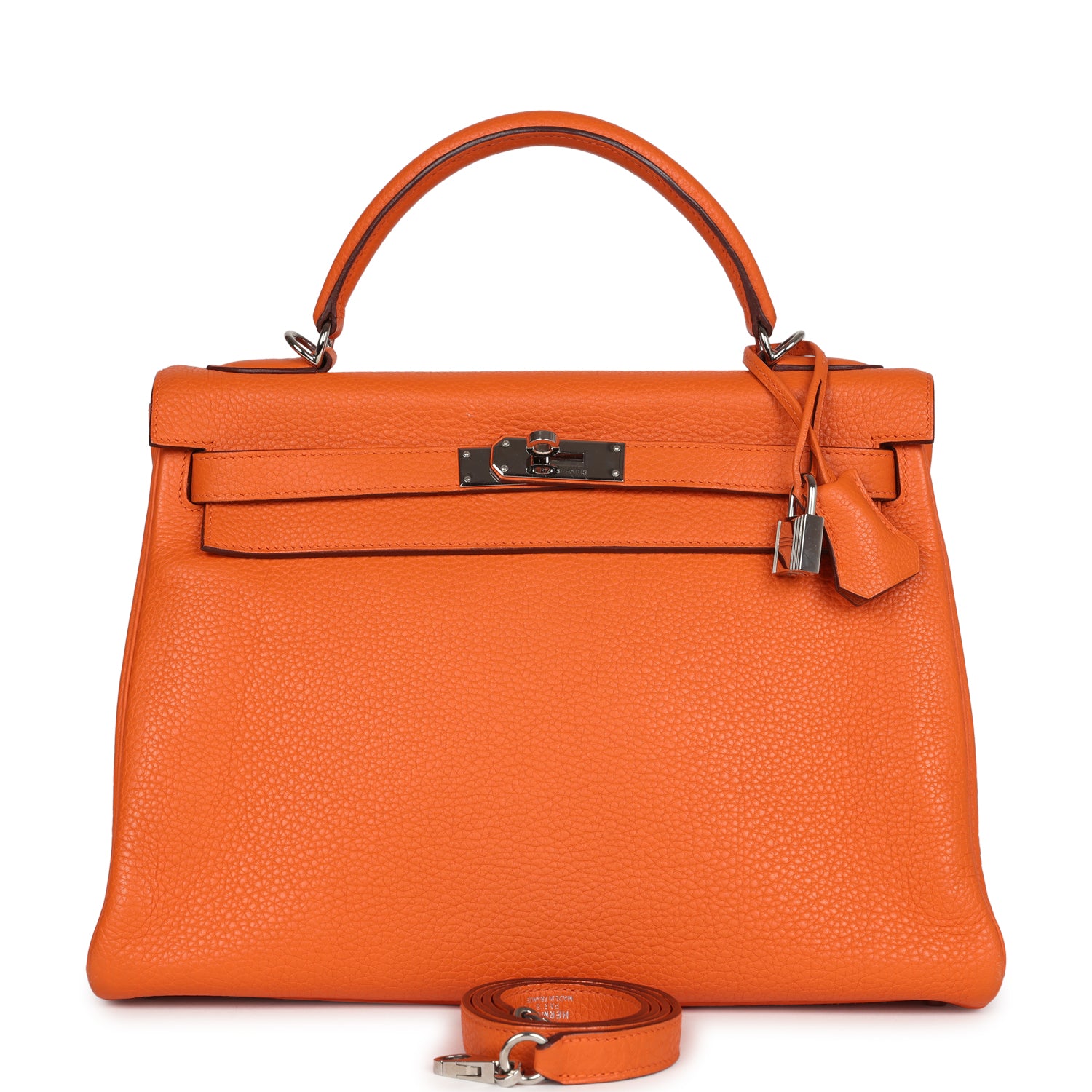 Hermes Kelly Retourne 32 Orange Togo Palladium Hardware