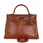 Hermes Ghillies Kelly Retourne 35 Fauve Tadelakt Permabrass Hardware
