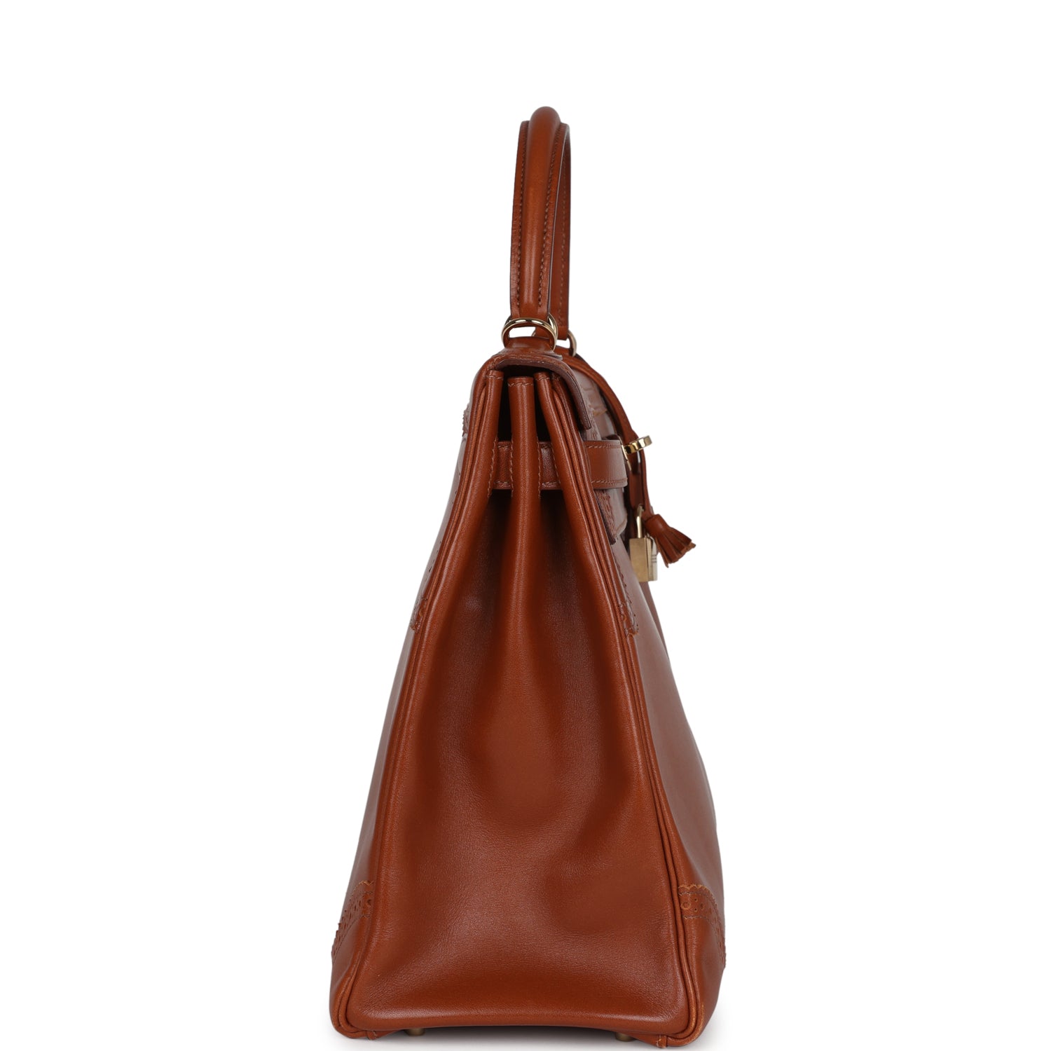 Hermes Ghillies Kelly Retourne 35 Fauve Tadelakt Permabrass Hardware