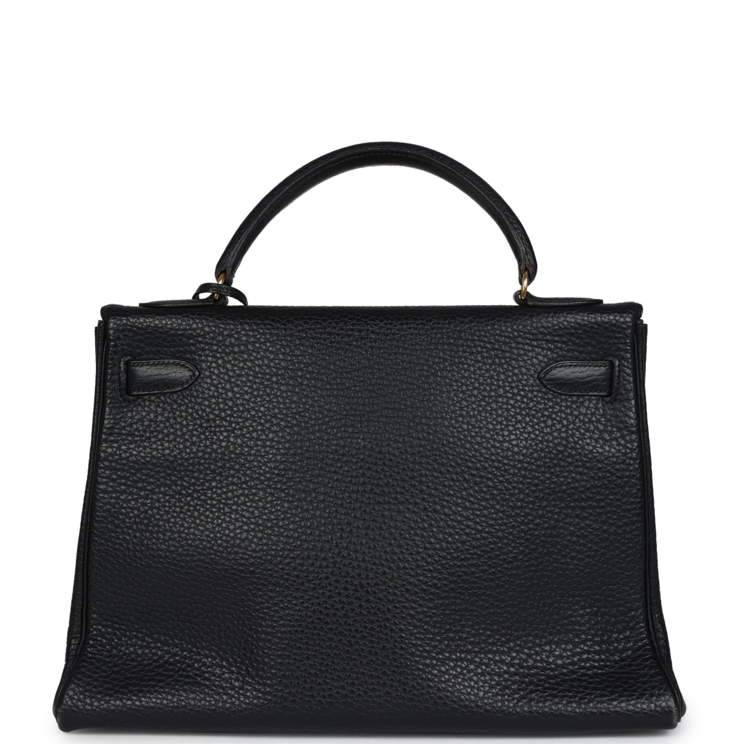 Vintage Hermes Kelly Retourne 32 Black Ardennes Gold Hardware