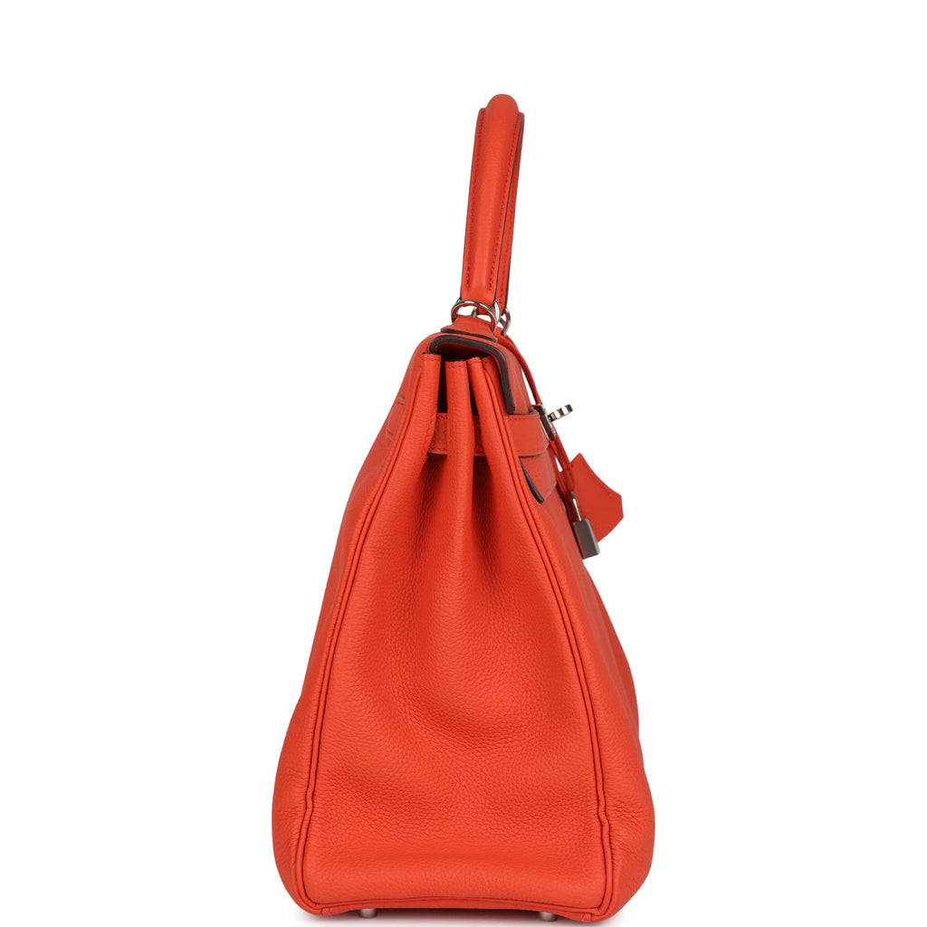 Hermes Kelly Retourne 35 Orange Poppy Togo Palladium Hardware