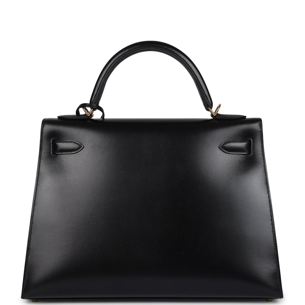 Hermes Kelly Sellier 32 Black Box Gold Hardware