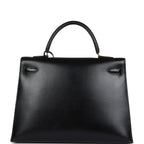 Vintage Hermes Kelly Sellier 35 Black Box Gold Hardware