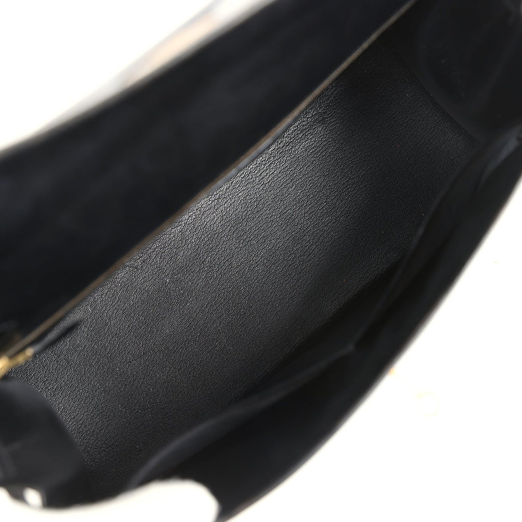 Vintage Hermes Kelly Sellier 35 Black Box Gold Hardware