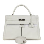 Hermes Kelly Lakis 35 White Swift Palladium Hardware