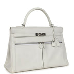 Hermes Kelly Lakis 35 White Swift Palladium Hardware