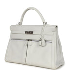 Hermes Kelly Lakis 35 White Swift Palladium Hardware
