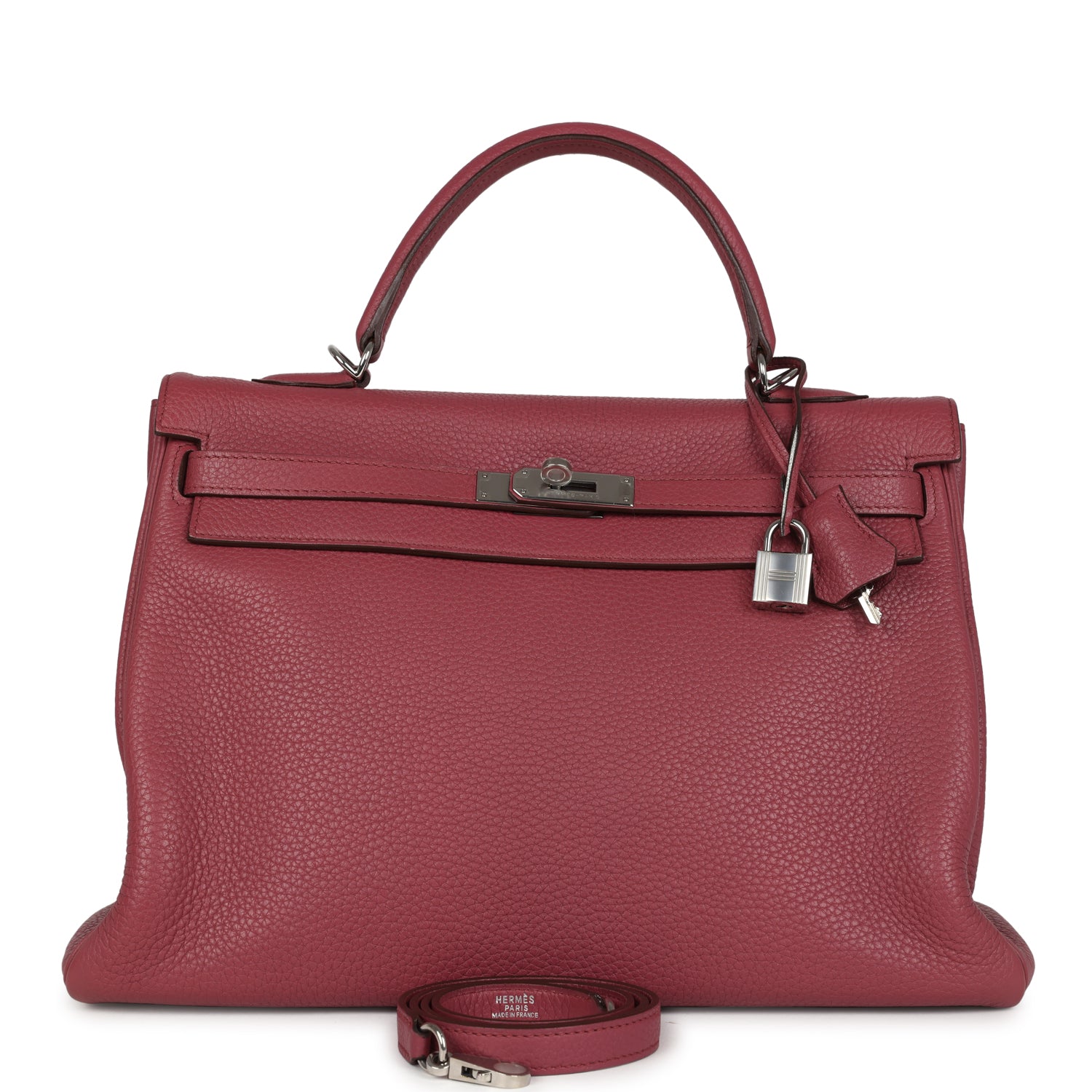 Hermes Retourne Kelly 35 Bois De Rose Clemence Palladium Hardware