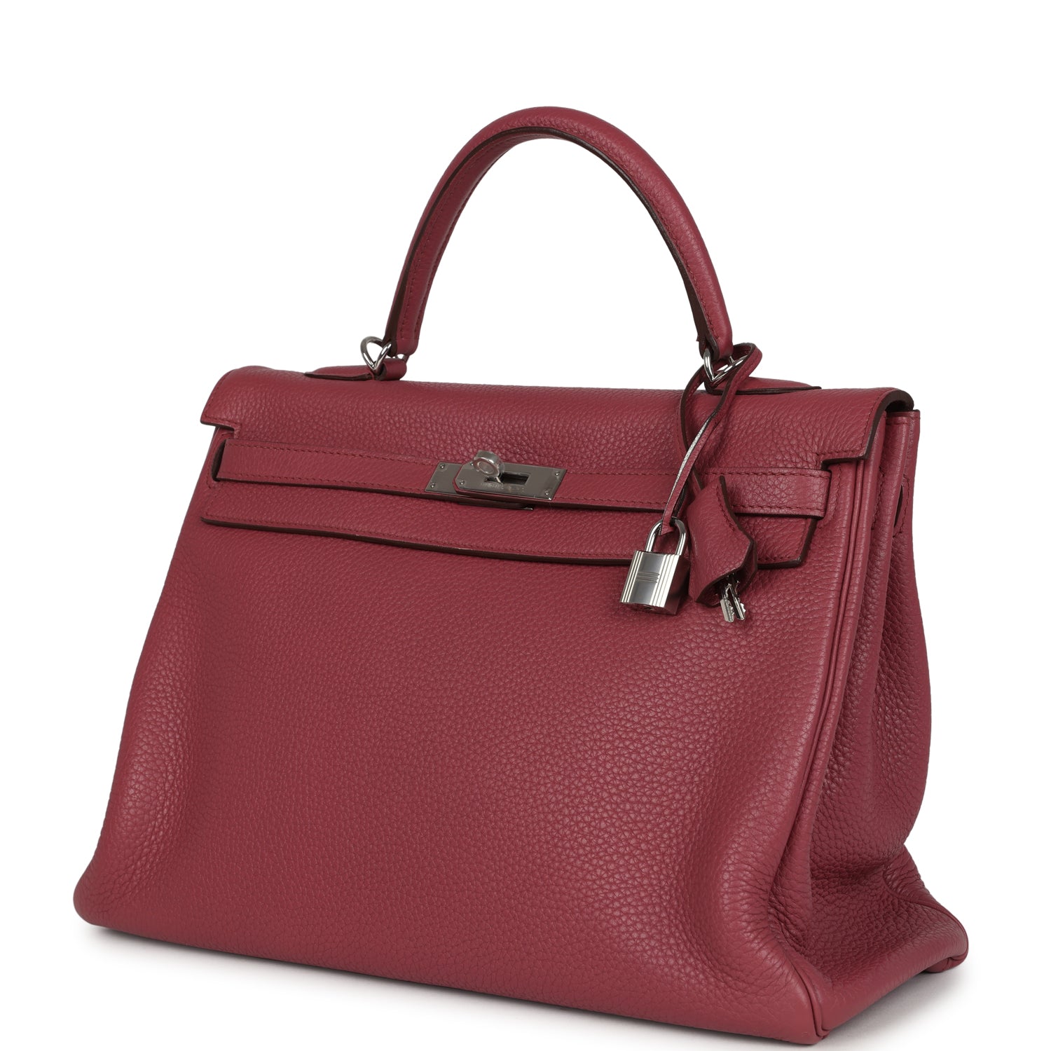 Hermes Retourne Kelly 35 Bois De Rose Clemence Palladium Hardware