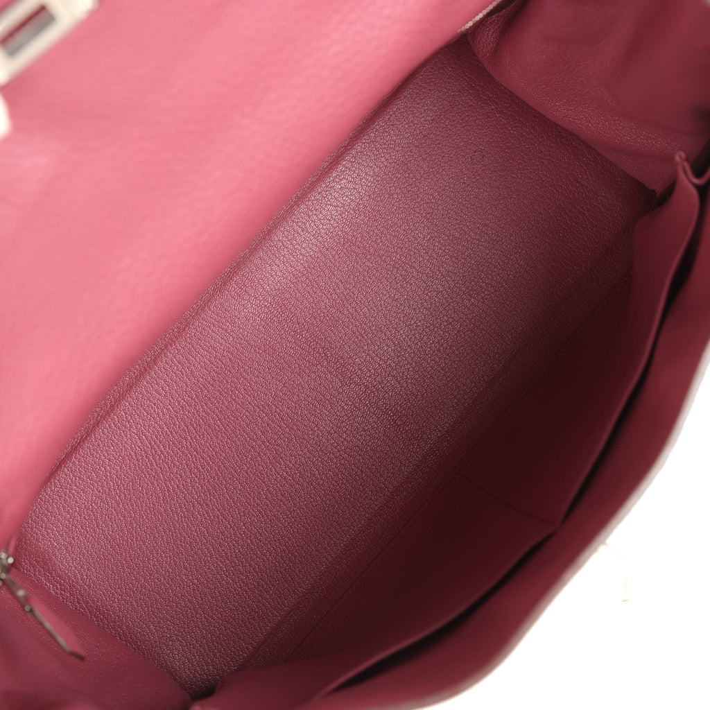 Hermes Retourne Kelly 35 Bois De Rose Clemence Palladium Hardware