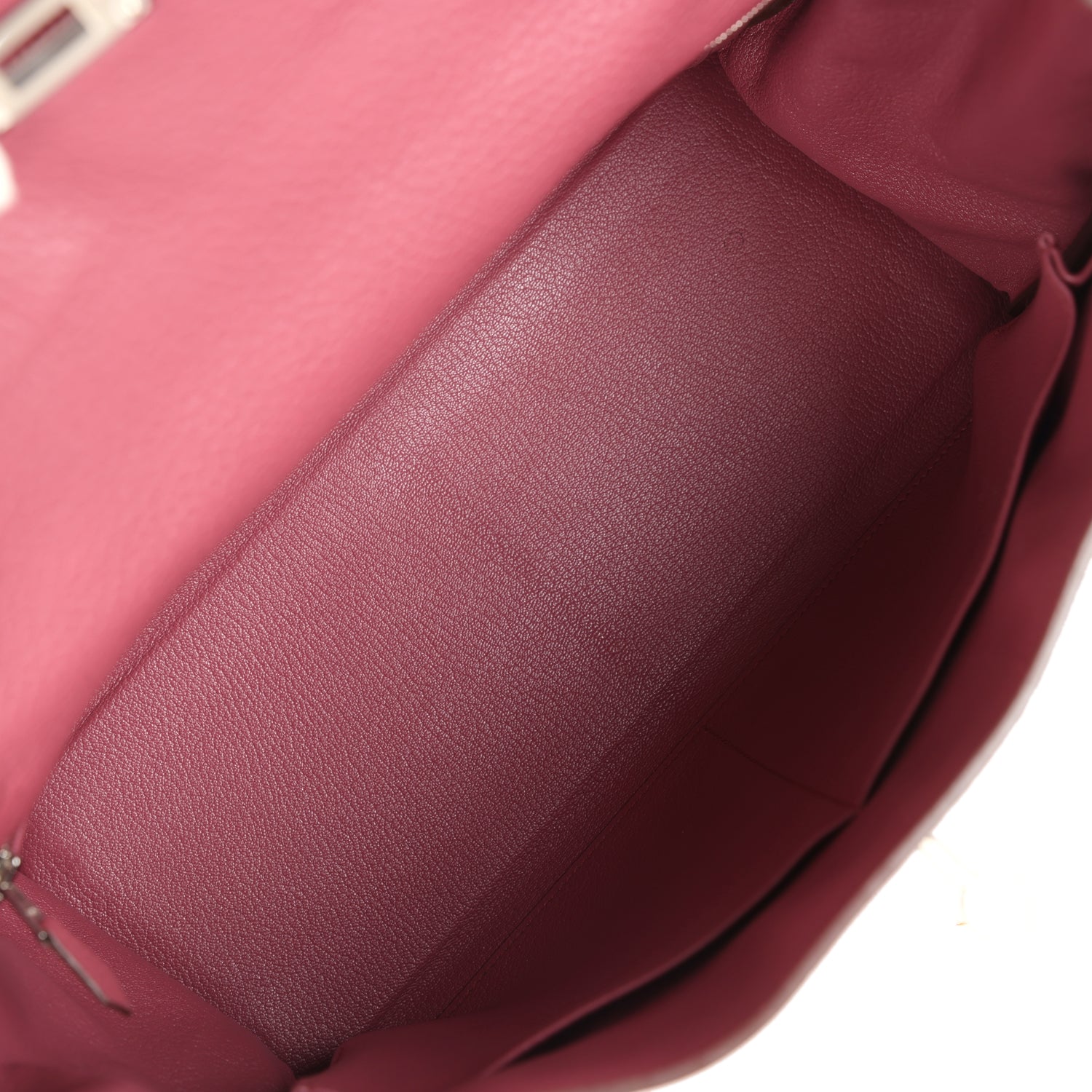 Hermes Retourne Kelly 35 Bois De Rose Clemence Palladium Hardware
