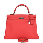 Hermes Retourne Kelly 35 Rose Jaipur Clemence Palladium Hardware