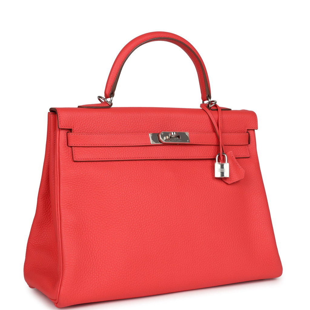 Hermes Retourne Kelly 35 Rose Jaipur Clemence Palladium Hardware