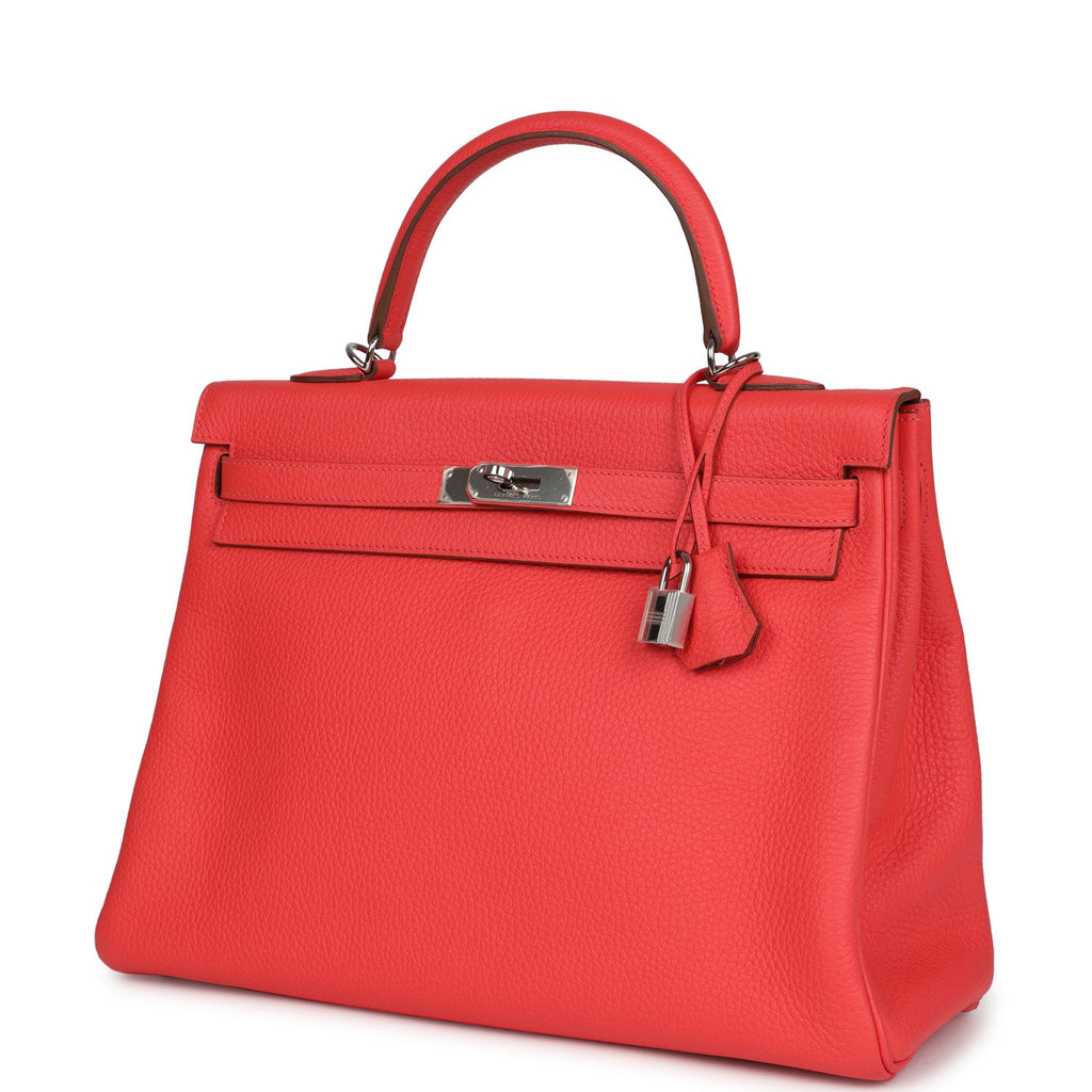 Hermes Retourne Kelly 35 Rose Jaipur Clemence Palladium Hardware