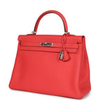 Hermes Retourne Kelly 35 Rose Jaipur Clemence Palladium Hardware