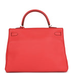 Hermes Retourne Kelly 35 Rose Jaipur Clemence Palladium Hardware