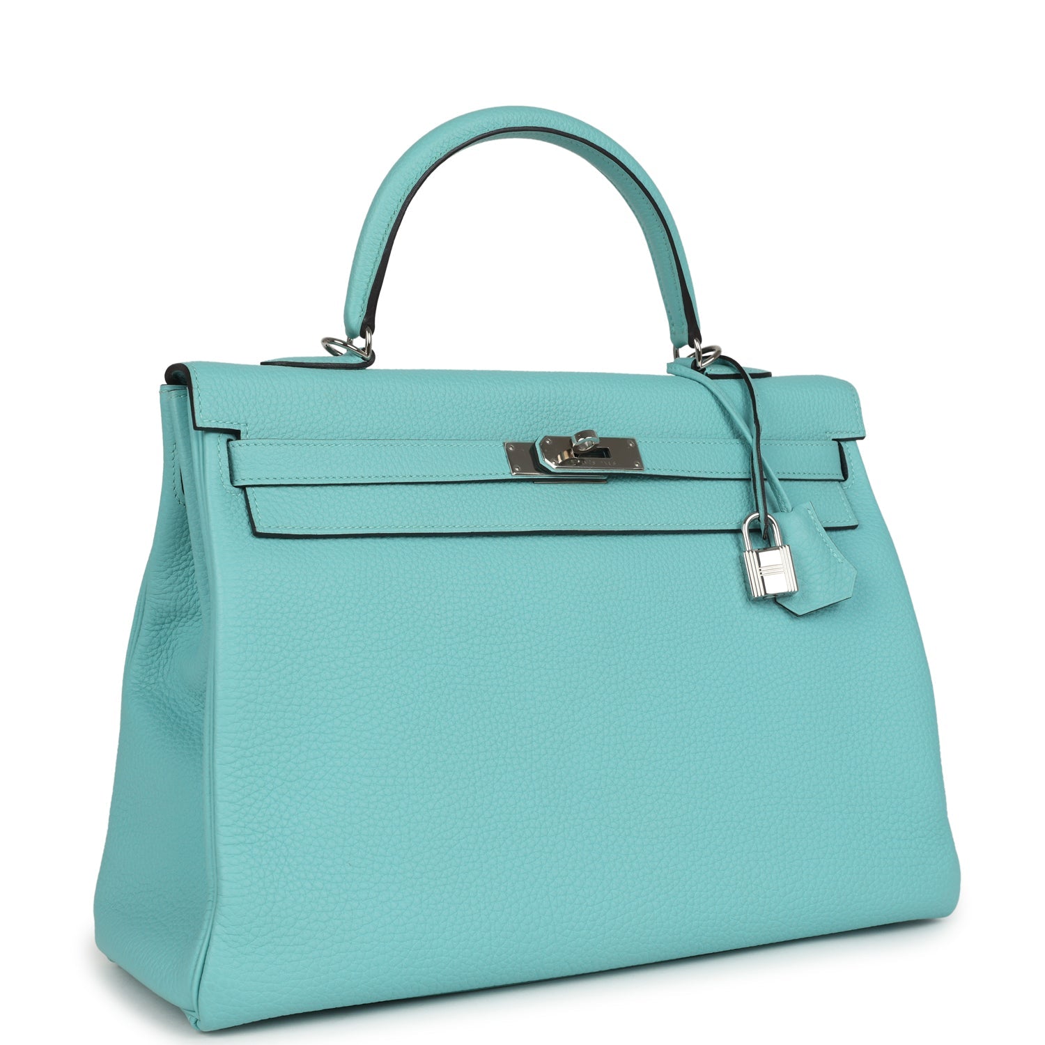 Hermes Kelly Retourne 35 Bleu Atoll Clemence Palladium Hardware