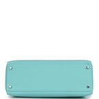 Hermes Kelly Retourne 35 Bleu Atoll Clemence Palladium Hardware